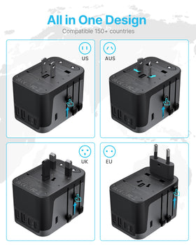 VINTAR 6-in-1 travel power adapter ready to charge multiple devices