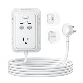 VINTAR 6ft flat plug extension cord offering space-saving installation behind furniture