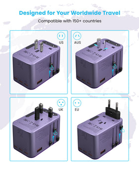 VINTAR extended plugs view with Type C G A I, compatible worldwide benefit