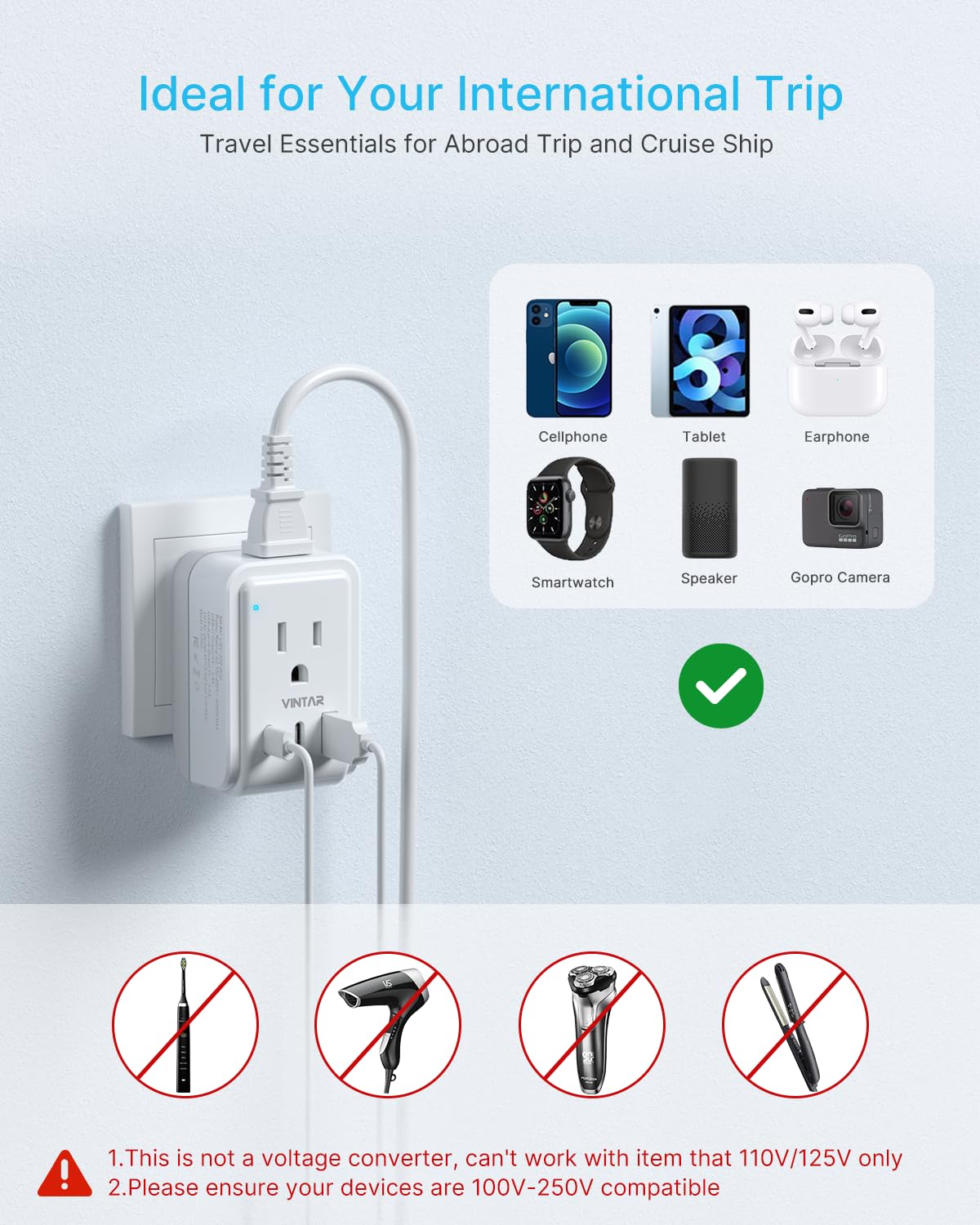 CE and FCC certified VINTAR quality for European travel reliability