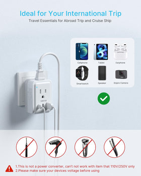 VINTAR compact cruise ship–approved travel adapter for light luggage