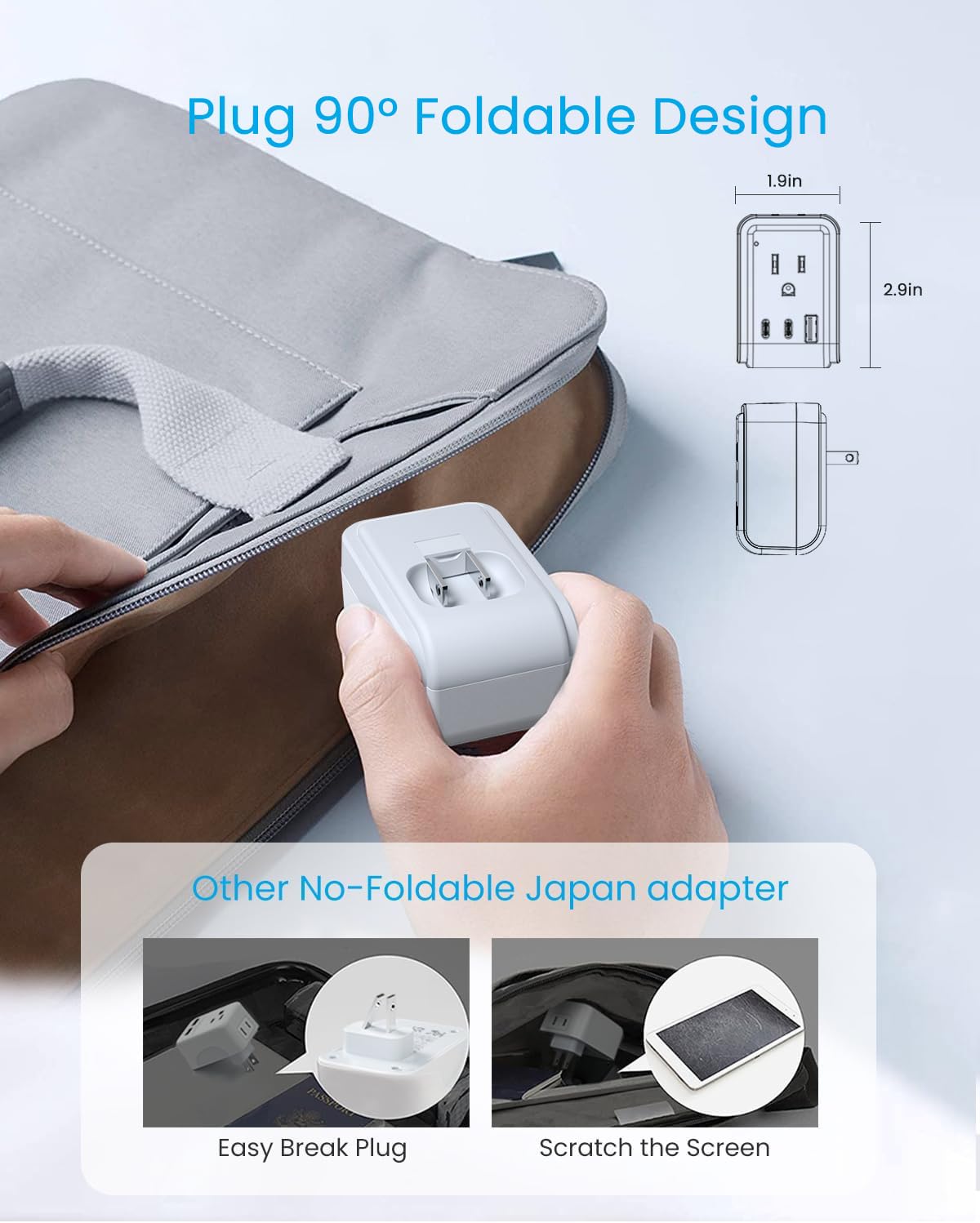 VINTAR folded prongs and compact profile demonstrating secure storage and portability