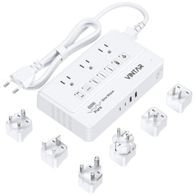 VINTAR front panel showing AC outlets and USB ports providing organized charging