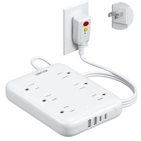 VINTAR front view mounted showing six AC outlets and USB ports for organized charging