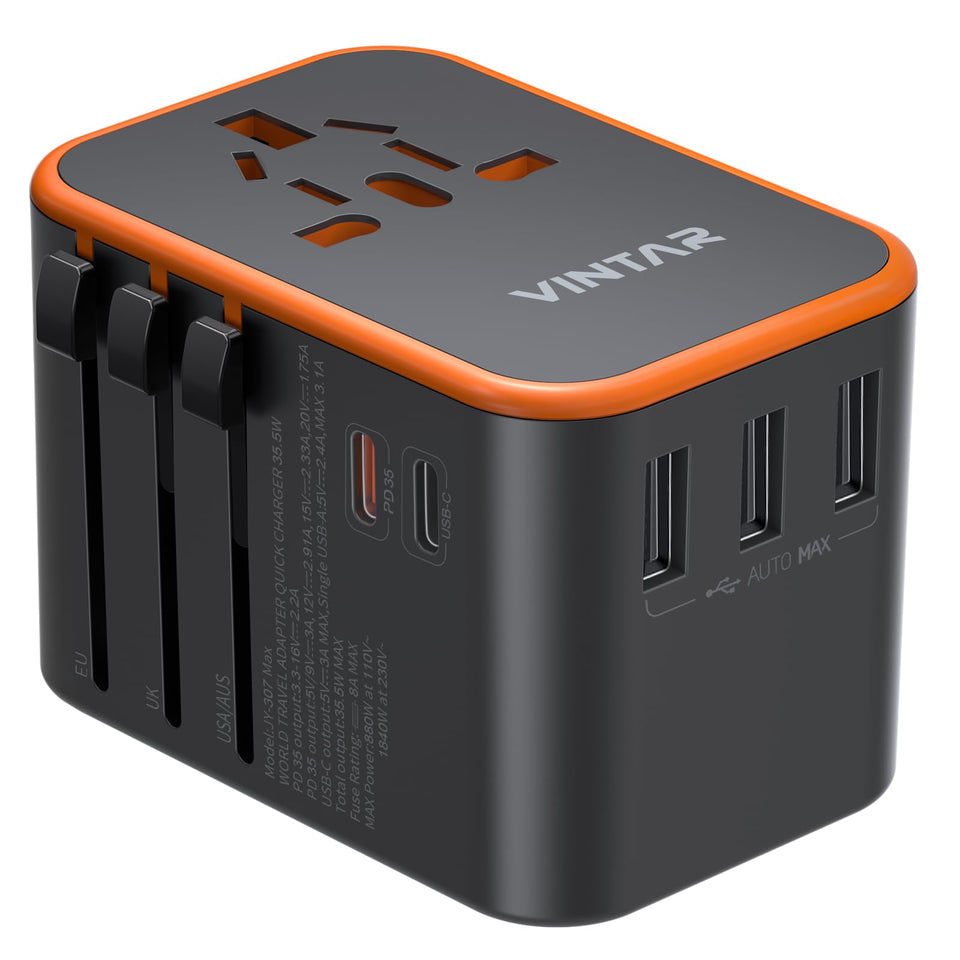VINTAR front view showing orange body and AC outlet, easy recognition benefit