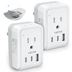 VINTAR front view of two adapters showing packed pair and foldable design for easy travel
