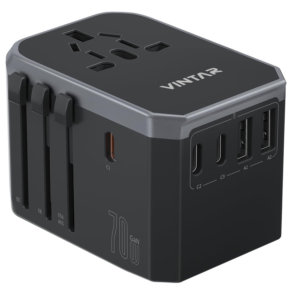 VINTAR front view showing compact design and all ports for travel convenience