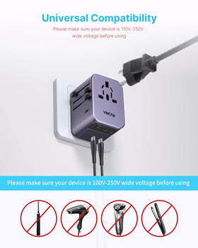 vintar on travel desk with phone and camera, brand enabling organized charging