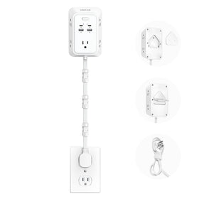 VINTAR outlet extender 9-in-1 with flat plug behind couch for tidy charging