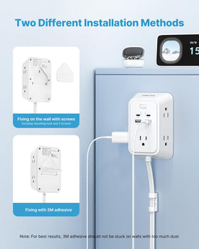 VINTAR wall-mountable outlet extender with bracket for flexible placement in living rooms