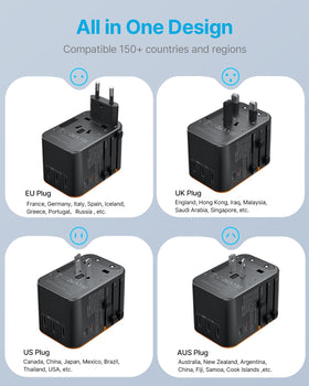 VINTAR extended plug types C G A I displayed, convenient worldwide travel benefit