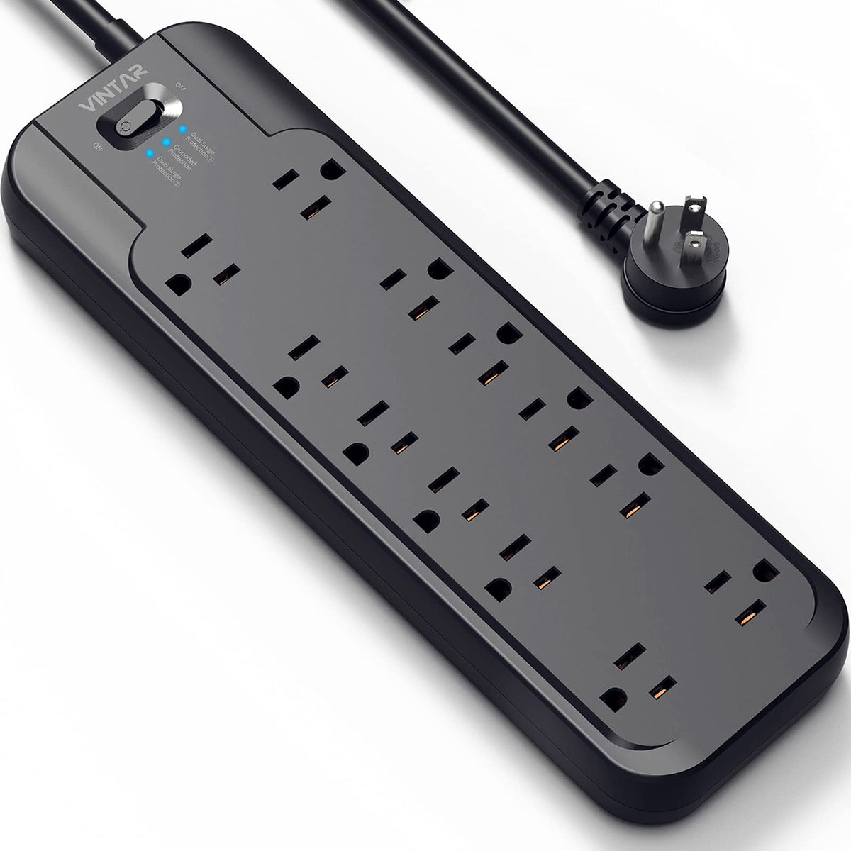 VINTAR Power Strip with 12 outlets for organized device charging at home.