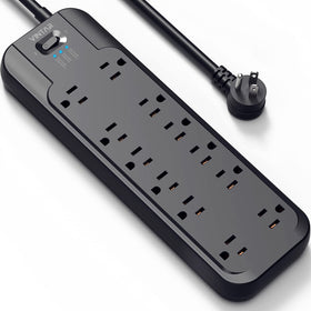 VINTAR Power Strip with 12 outlets for organized device charging at home.