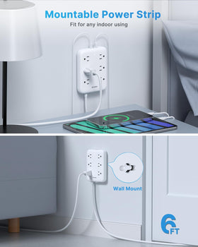 VINTAR surge protector with 1050 joules and 13A breaker protects electronics