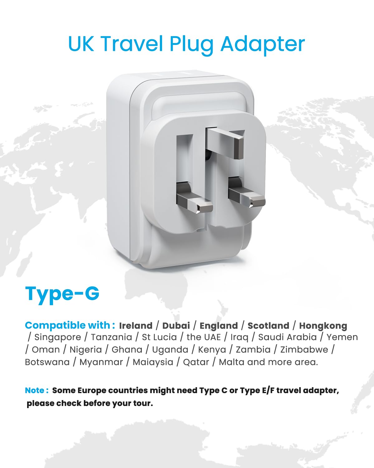 VINTAR UK adapter with USB-C and USB-A ports enables multi-device charging.