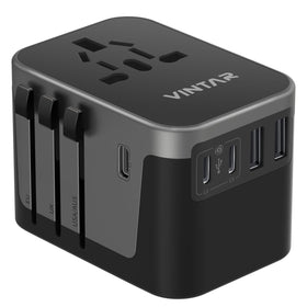 VINTAR universal travel adapter in compact design for easy packing
