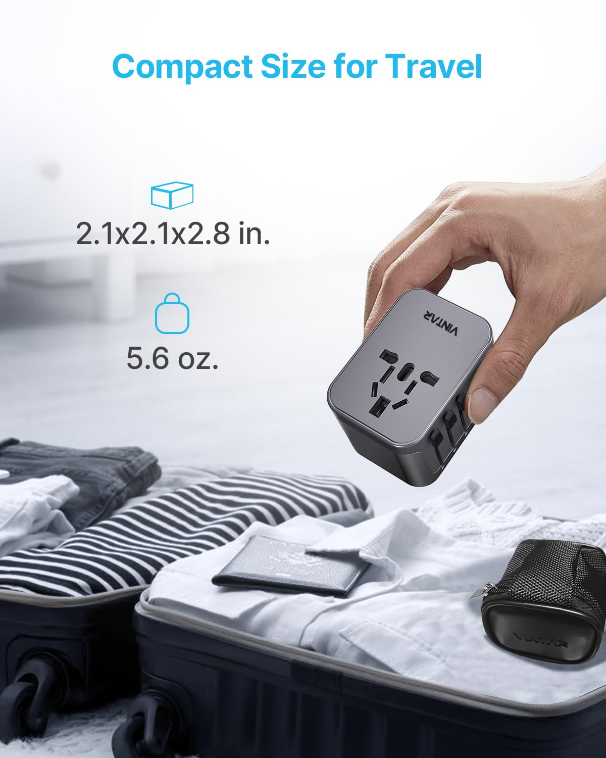 VINTAR six-in-one charging versatility with USB-C and USB-A ports.