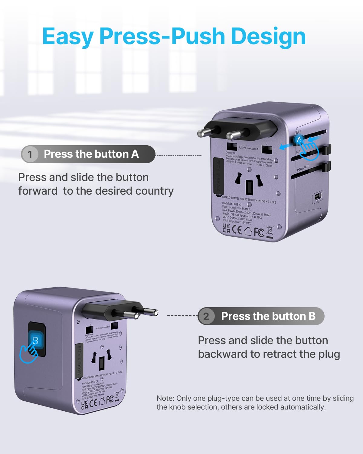 vintar usb ports and universal ac socket visible, brand for charging multiple devices