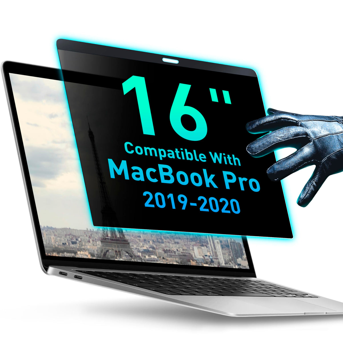 VINTEZ privacy screen for MacBook Pro 16 with magnetic mount for easy on/off.