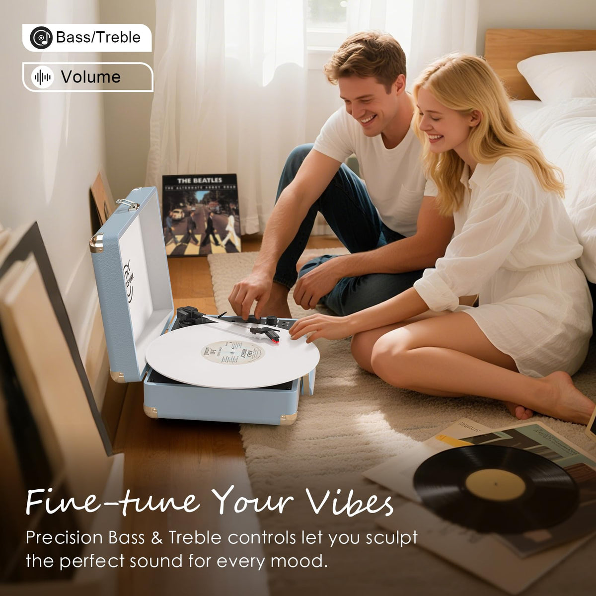 VINYLS LINK bass and treble control knobs for easy tonal adjustment
