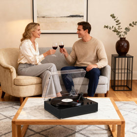 VINYLS LINK AUX and RCA outputs for easy external speaker connections.