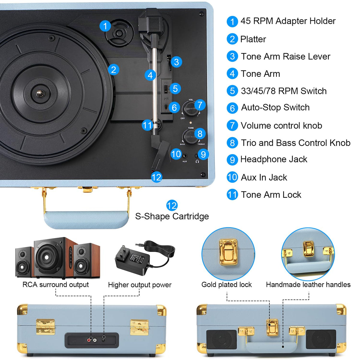 VINYLS LINK belt-drive bass control lets you tailor the tone