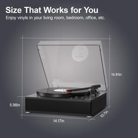 VINYLS LINK vinyl record player Bluetooth input/output for flexible wireless playback.