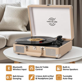 VINYLS LINK built-in speaker grill showing stereo output for instant sound benefit