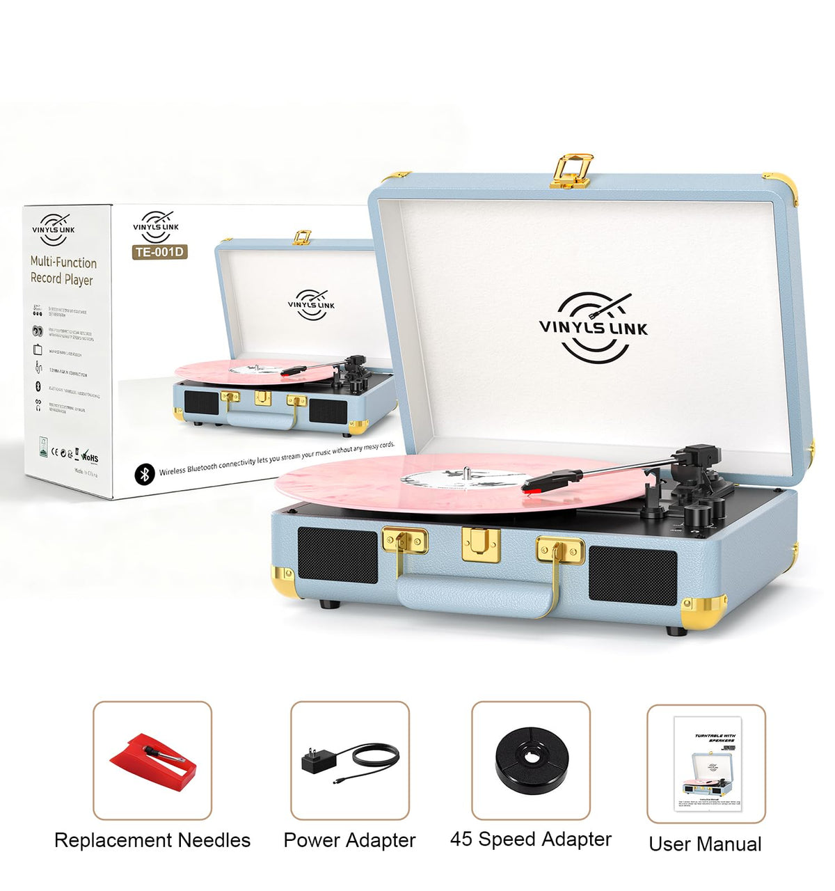 VINYLS LINK beside vinyl records showing compact size and easy storage