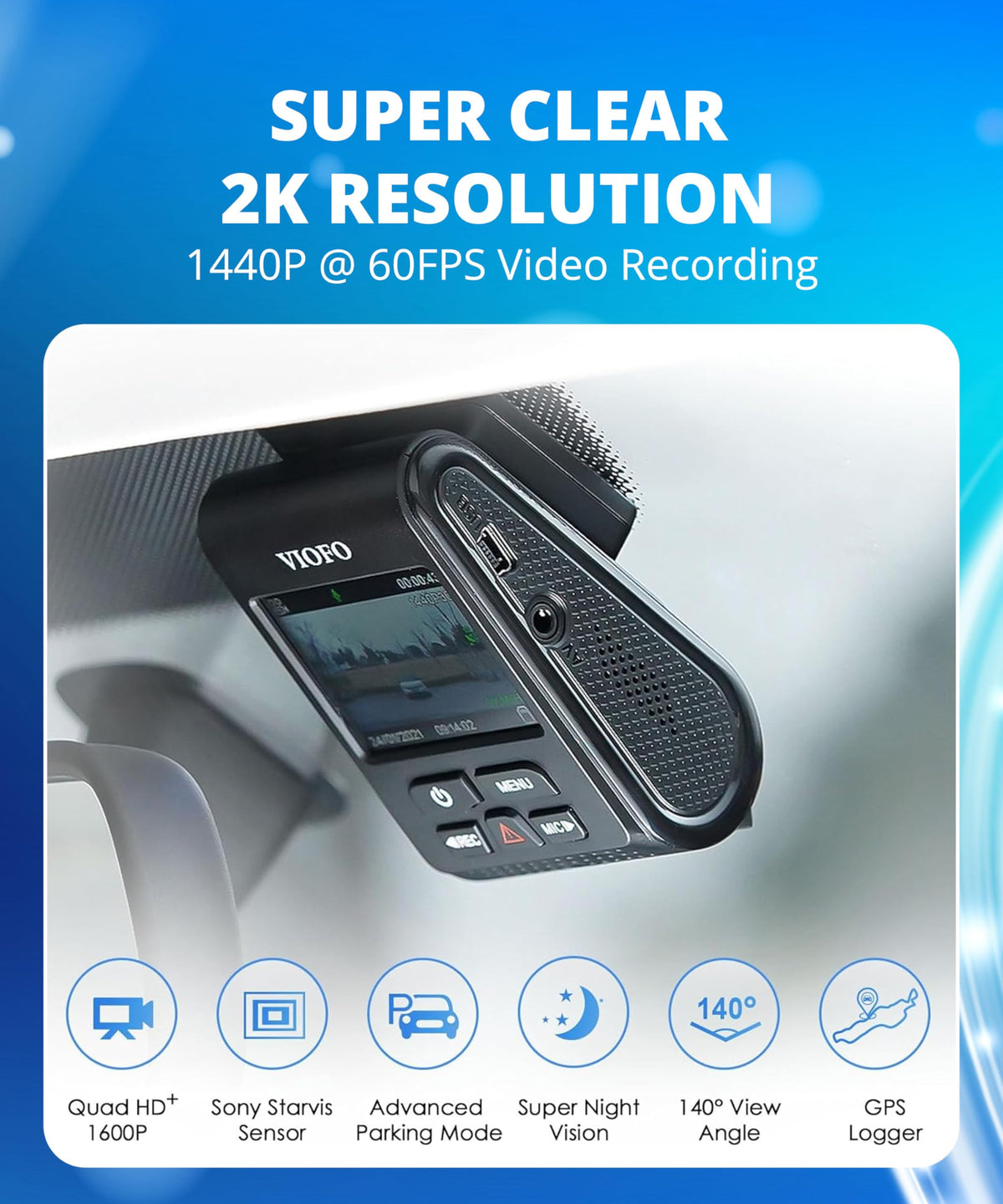 VIOFO A119 V3 night vision shows clear low-light detail with HDR enhancement.
