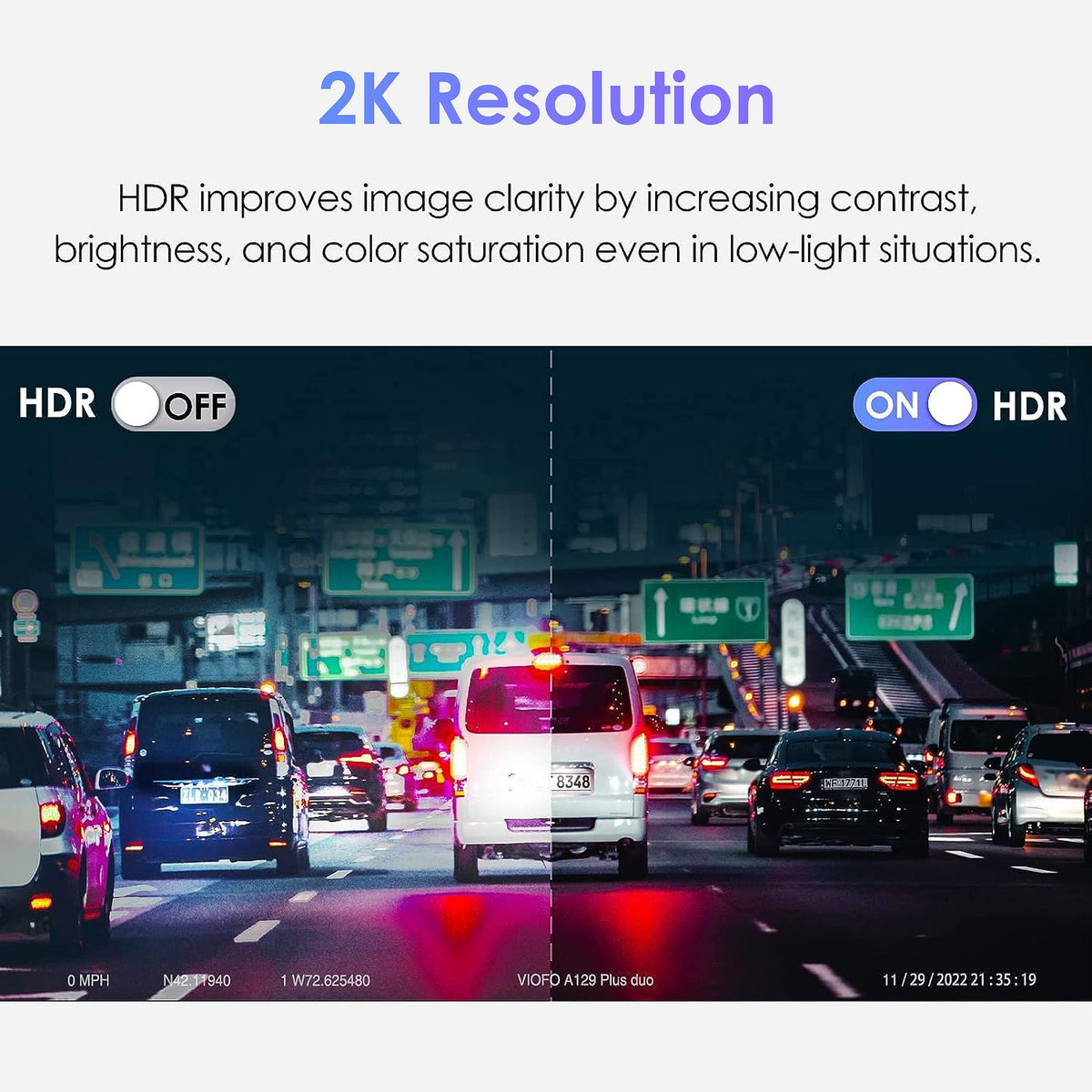 VIOFO A129 Plus Duo 2K 60fps footage for smooth, detailed road scenes