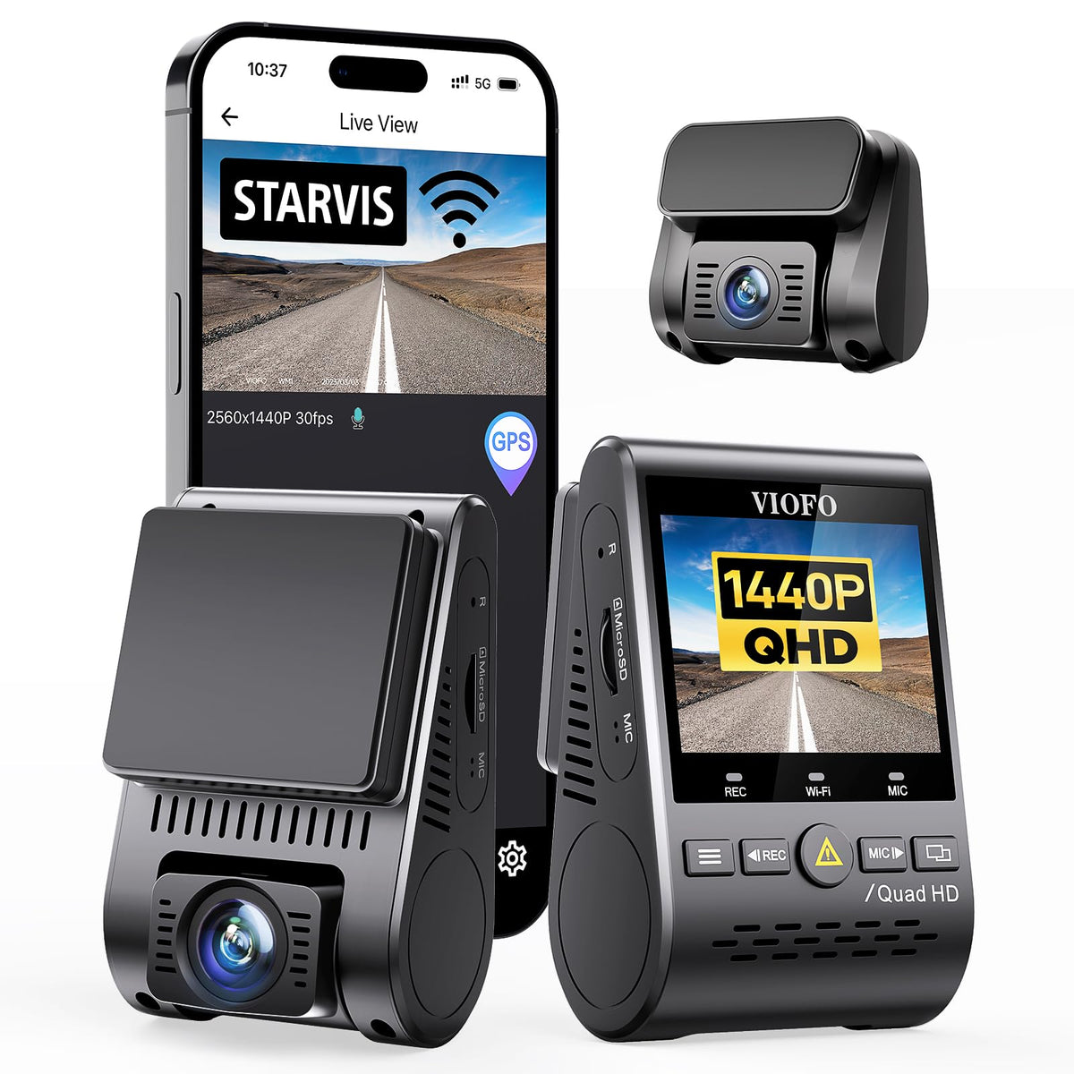 VIOFO A129 Plus Duo front camera view with 2K clarity for license plates