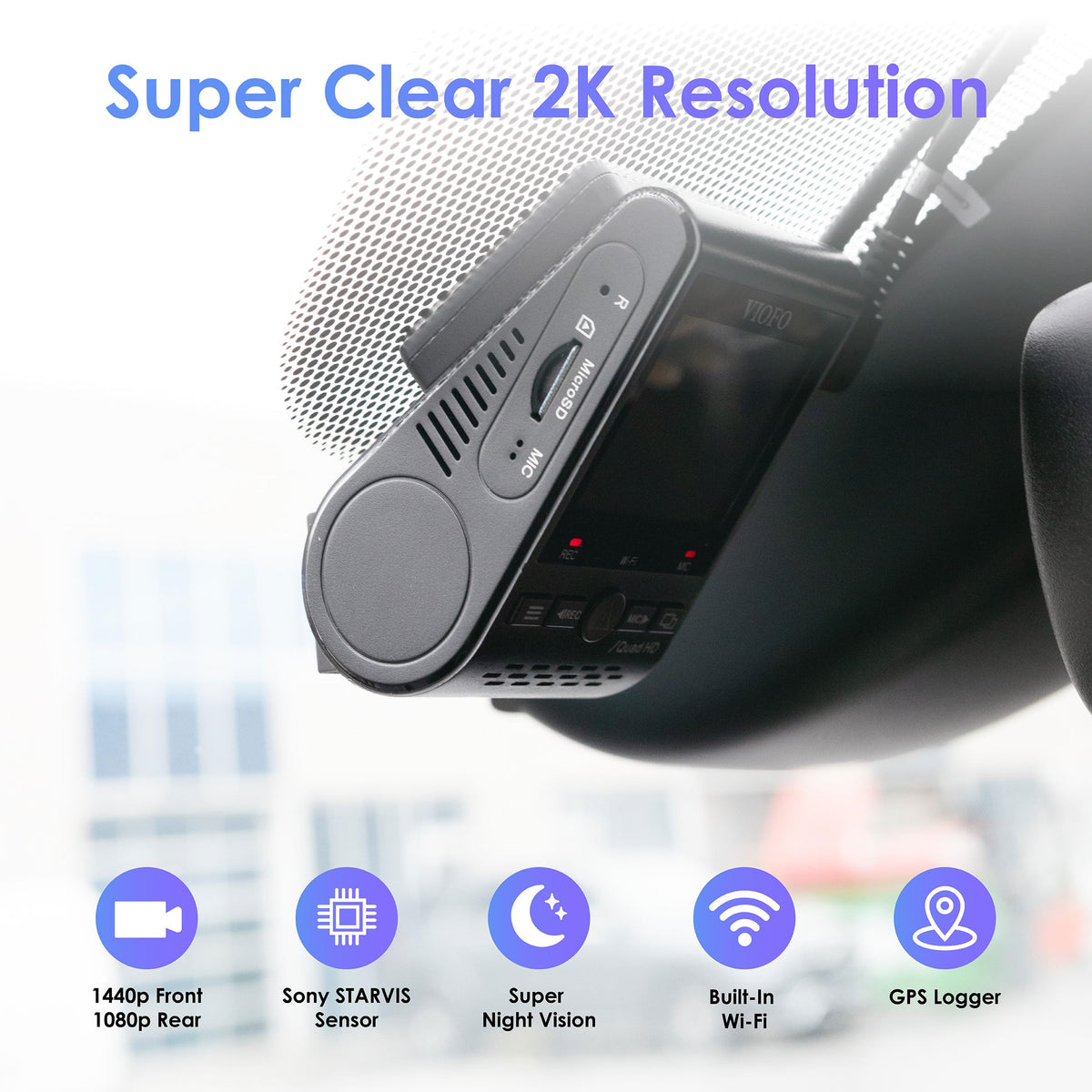 VIOFO A129 Plus Duo rear camera capturing rear traffic in clear 1080p