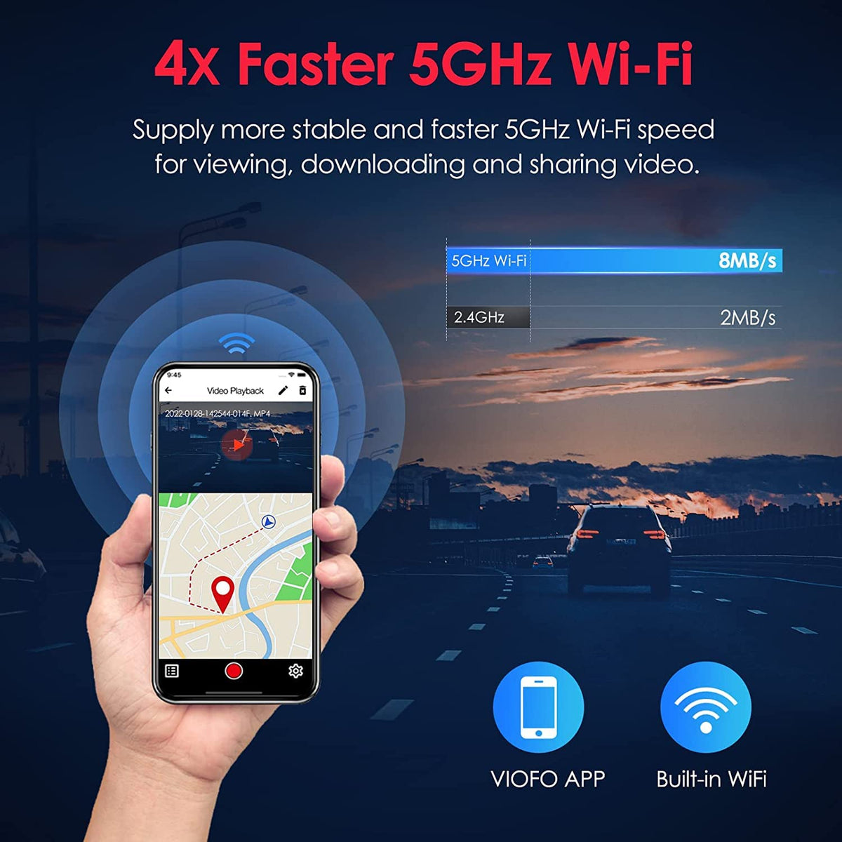 VIOFO A129 Pro Duo night vision captures clearer footage in low light situations