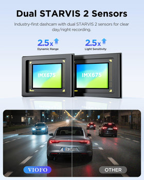 VIOFO A229 Plus dual STARVIS 2 sensors improve low-light results