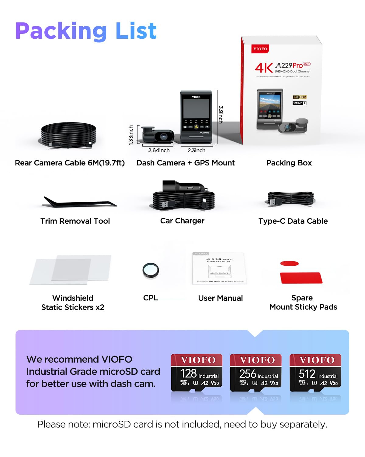 VIOFO A229 Pro CPL front lens reduces glare for clearer footage.