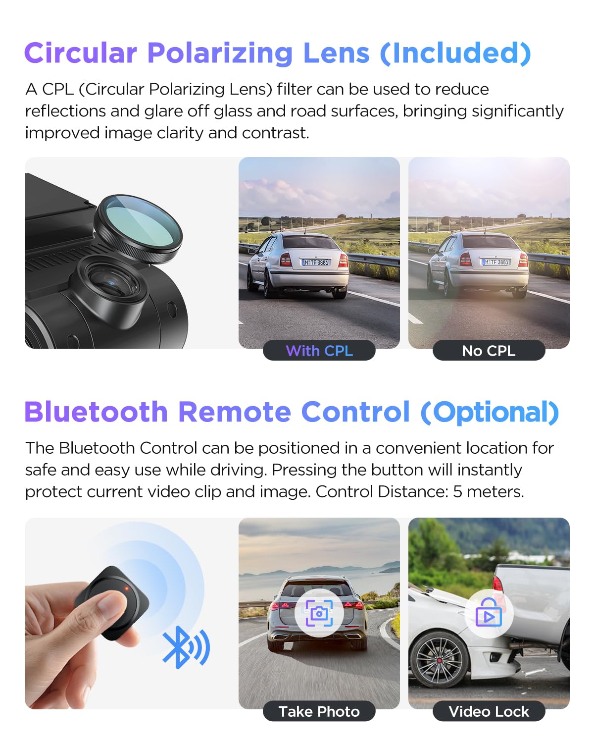 VIOFO A229 Pro loop recording with emergency lock protects important footage.
