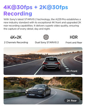 VIOFO A229 Pro rear 2K camera records rear events with high detail.