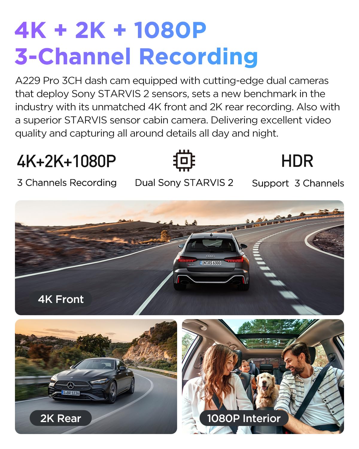 VIOFO A229 Pro rear camera 2K records tail traffic with clarity.