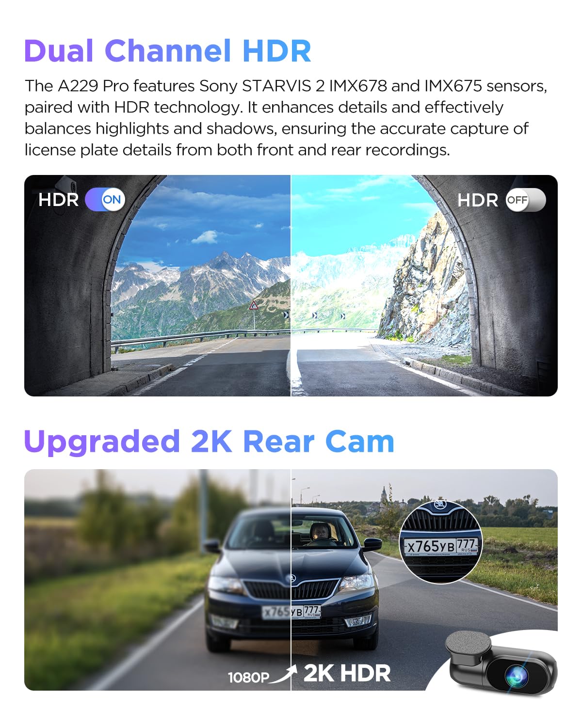VIOFO A229 Pro voice control enables hands-free dash cam operation.