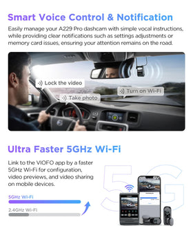VIOFO A229 Pro voice control boosts hands-free operation.