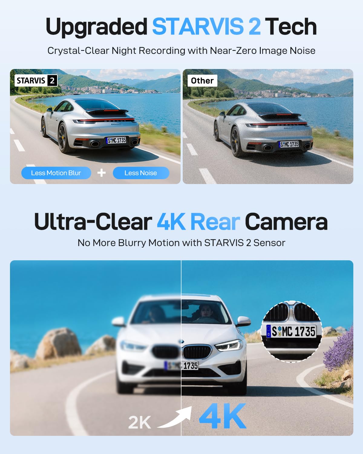 VIOFO A229 Ultra cabin 210° wide view with night-vision clarity inside the vehicle