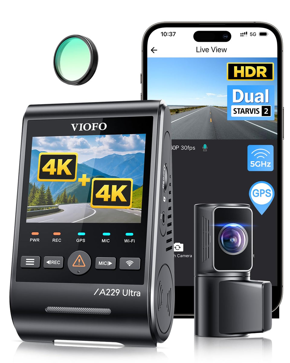 VIOFO A229 Ultra front 4K video for clearly reading license plates.