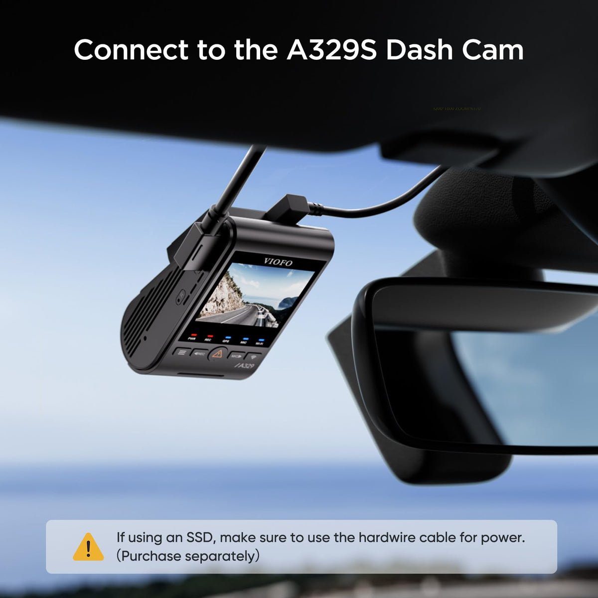 VIOFO A329S cable side view highlighting slim profile and durability