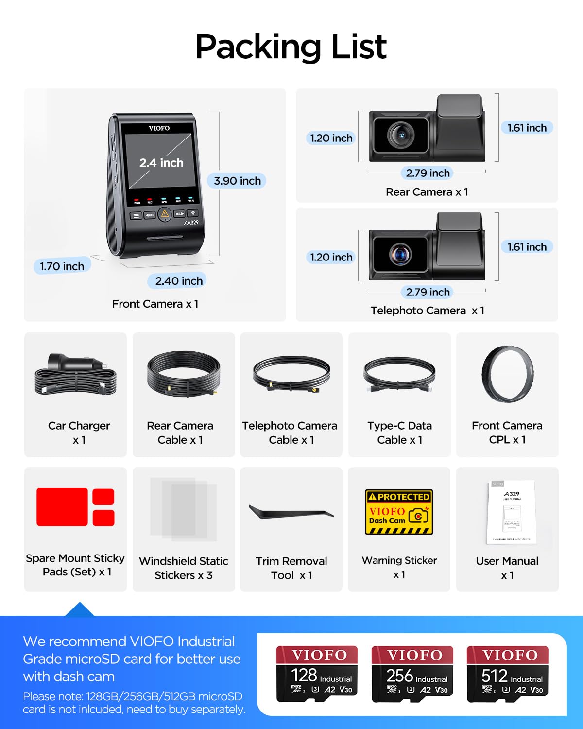 VIOFO A329T GPS and voice control for hands-free operation.