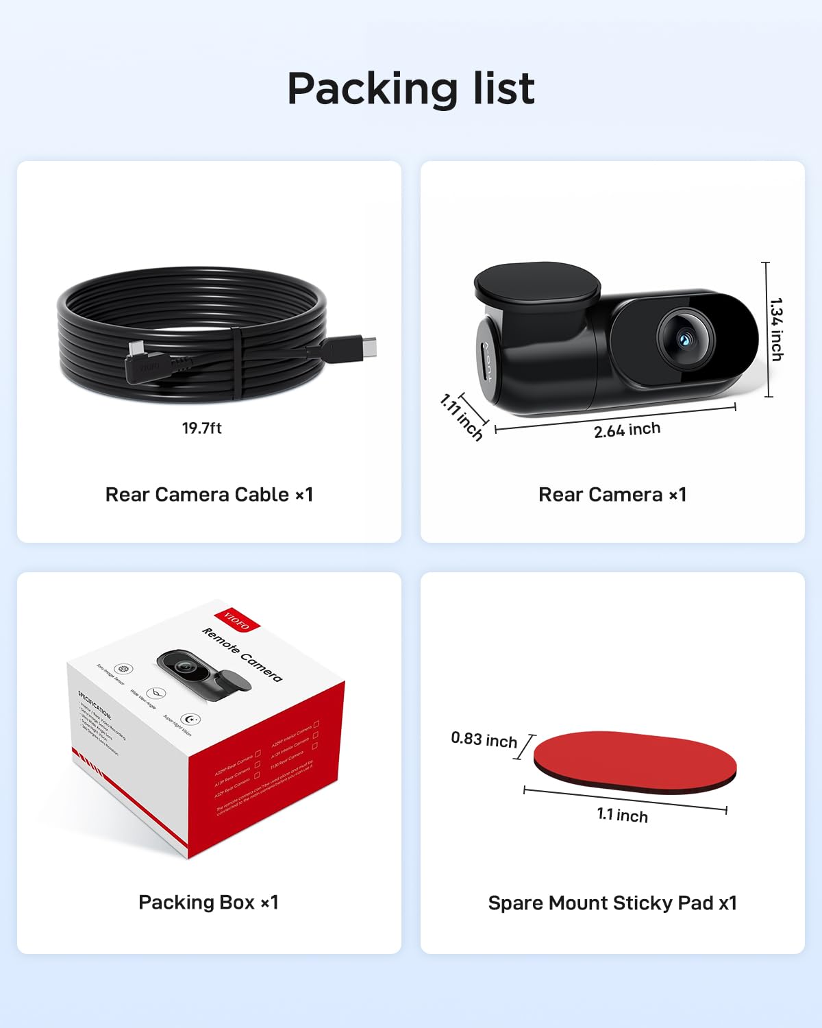 VIOFO RE200 ready-to-install kit for in-car dash setup.