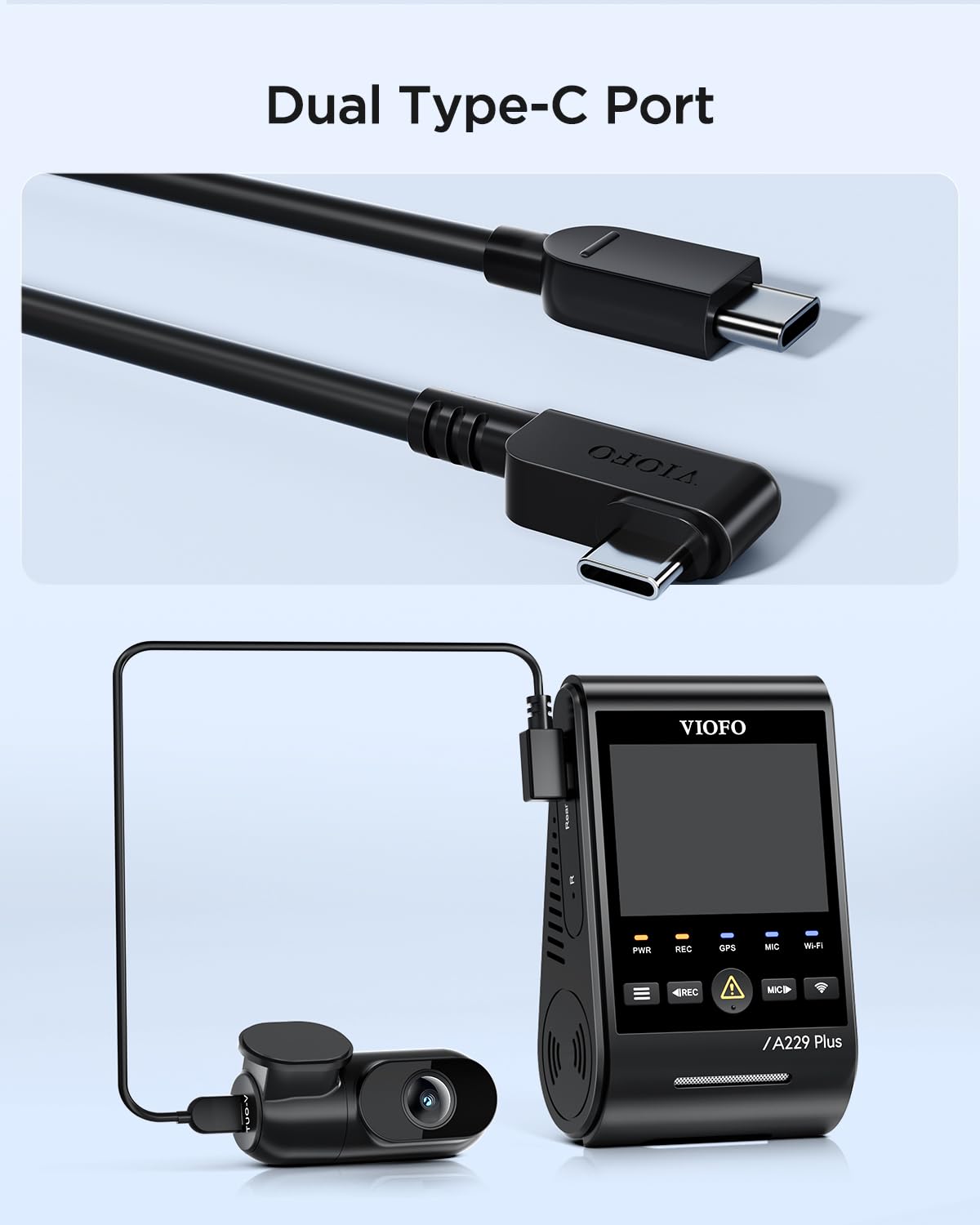 VIOFO RE200 rear camera close-up highlights high-quality lens.