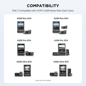 VIOFO rear cable 8m for A229 Pro shows extended wiring flexibility in the car.