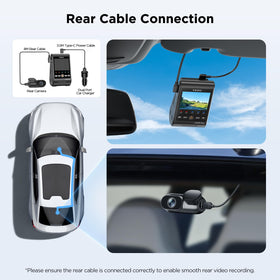 VIOFO rear cable 8m connectors ensure stable power and video links.