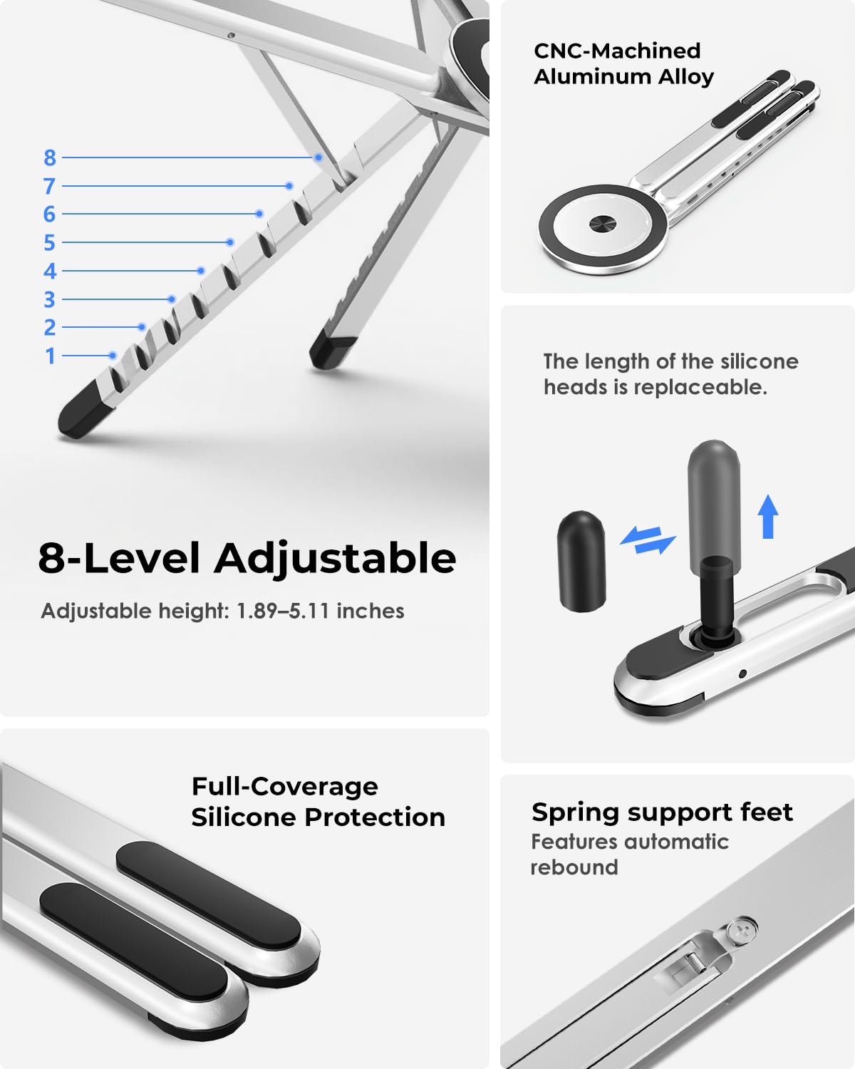 Viozon aluminum laptop stand delivering stable desk support